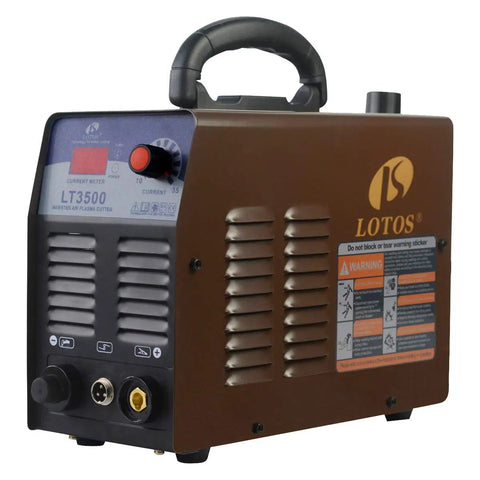 Compact 35 Amp Air Plasma Cutter For DIYers, Ultra Portable 18 Lb, Dual Voltage 110 Volt And 120 Volt, Cuts Up To 10 Mm, Preinstalled Air Filter Regulator With NPT Quick Connector, Lightweight Brown