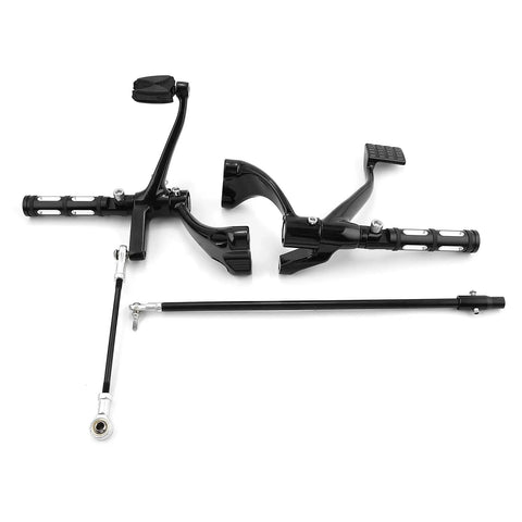 Ride Ready Forward Control Foot Pegs And Lever Linkage Kit For Harley Sportster XL Models 2014 2022 Fits Super Low XL1200T Seventy Two XL1200V Forty Eight XL1200X XL883 Custom Shifter And Brake Levers Included. Black aluminum forward controls with foot pegs, brake pedal and shift linkage