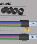 Demonstration of using 100 Ft RGB 4 Wire LED Extension Cable 22 AWG 4 Pin Tinned Copper For 3528 5050 RGB LED Strips with heat shrink tube.