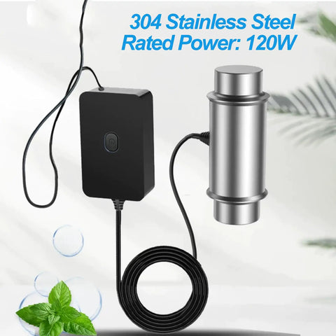 Slick Portable Ultrasonic Cleaner With Aluminum Alloy Probe, 120W stainless steel probe and black power unit for deep cleaning.