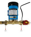 120W Automatic Water Pressure Booster Pump For Home Featuring Low Noise Silent Action And One Inch Outlet with brass fittings.