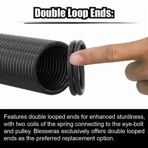 Close-up of 130 Pound Garage Door Extension Spring Replacement Kit with double loop ends, electrophoresis black coated.