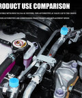 Keep Things Chill Under The Hood With These Tight Sealing Car AC Valve Caps Crafted For R134a Systems, showcasing blue valve cap on AC lines.