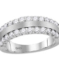 Hella Stunning 14Kt Brushed White Gold Womens Round Machine Set Diamond Band Ring 1 Carat Total Weight from a side angle, showcasing its sparkle.