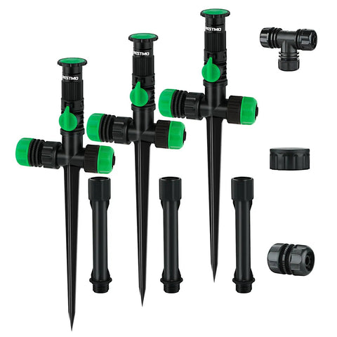 Flexible Sprinkler System With Metal Spike Base For Above Ground Lawn Irrigation Kit No Fuss Adjustable Sprinklers