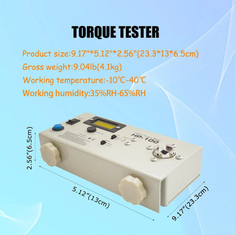 Intelligent Torque Tester Cap Meter With Digital Display And Peak Hold Three Unit Conversions In Lbf.In Kgf.Cm N.M Range 0.5-90.0 Lbf.In 0.5-100.0 Kgf.Cm 0.05-10.0 N.M Accuracy 0.5 Percent Full Scale Multifunction Torque Testing Tool, 23.3 x 13 x 6.5 cm