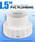 1.5" PVC plumbing fitting with inner diameter of 48.5mm for secure connections, designed for Top Shelf 1.5Hp Hot Tub Spa Pump.