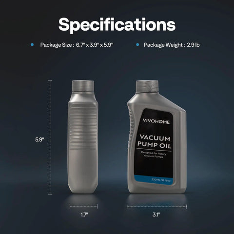 Pro Perfection Heavy Duty Vacuum Pump Oil For AC Service And Refrigerant Recovery 4 Pack 330ml Each Anti Foaming Blend bottles side view