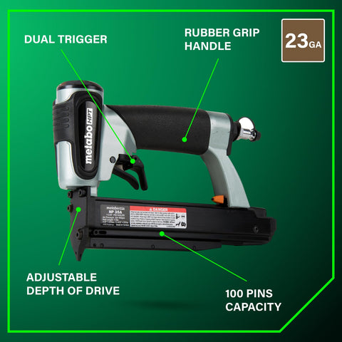 Lightweight 23 Gauge Headless Pin Nailer For Cabinets Trim And Crafting Slick Pro Grade Pneumatic Nailer With Auto Pin Length Adjustment