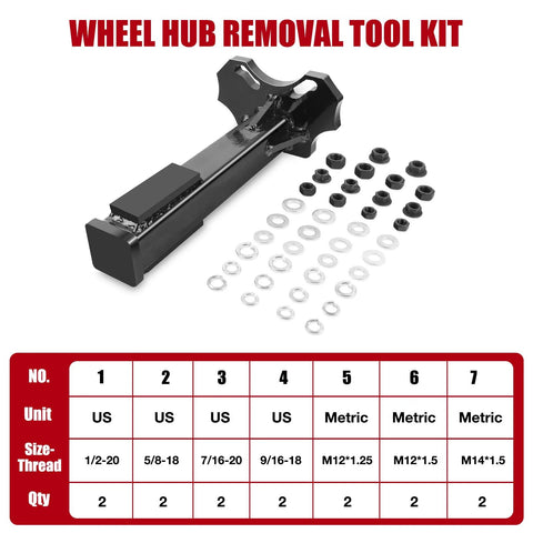 Universal Wheel Hub Removal Tool for Cars and Trucks Compatible with 5 Bolt 6 Bolt and 8 Bolt Hubs Includes Nuts and Washers