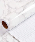 Roll of Peel And Stick Marble Contact Paper For Countertops And Backsplash, Waterproof Kitchen Wallpaper, Renter Friendly, White Gray Design