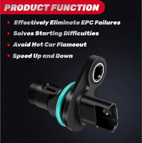 BMW Camshaft Position Sensor 2 Pack Compatible With 128i 135i 325i 328i 330i 335i 528i 535i 550i 650i 750i X1 X3 X5 X6 Z4 Replaces OE 13627525014 13627546660 13627558518 High Quality Easy Install Great On All Those Turbocharged Beasts. Black camshaft position sensor with sealing ring, shown with EPC and starting issue benefits
