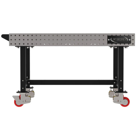 Heavy Duty Mobile Welding Fixture Table 60x36x36 Silver Shop Workbench with laser cut holes and locking casters