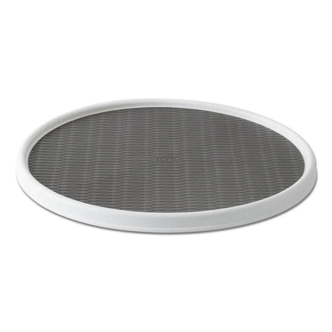 18-Inch Lazy Susan Turntable Organizer For Pantry And Cabinets Non-Skid Spinner For Spices Condiments And Bottles Durable White And Gray Design