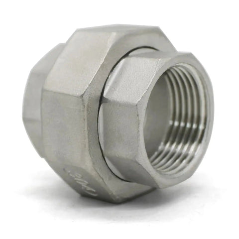 Heavy Duty SS304 Stainless Steel BSP Female Thread Union Coupling Pipe Fitting 5 Pack 3/4 Inch, close-up view