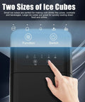 Countertop Ice Maker Brings Major Chill Vibes With A Heavy Duty 26 Pound Daily Output Of Bullet Cubes In Just Six Minutes Plus Self Cleaning Ease And Dual Size Choices For Effortless Home Or Party Flow showing control panel with ice size options.