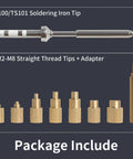 Pro Grade Upgraded Soldering Iron Adapter Kit For 3D Printers TS100 TS101 USB Brass Heat Set Threaded Insert Tips M2 To M8 Replaceable