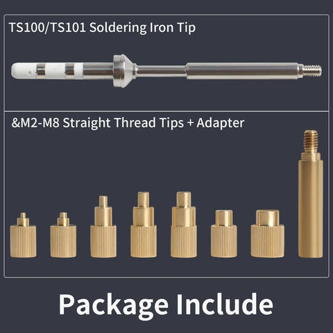 Pro Grade Upgraded Soldering Iron Adapter Kit For 3D Printers TS100 TS101 USB Brass Heat Set Threaded Insert Tips M2 To M8 Replaceable