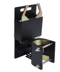 Heavy Duty Two Way Lockable Gate Latch For Round Tube Fences With Auto Close Mechanism and Integrated Padlock Loop showing black and metallic finish.