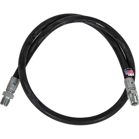 Buyers Products high-pressure hose, 1/4 in x 38 in, black rubber with metal fittings.