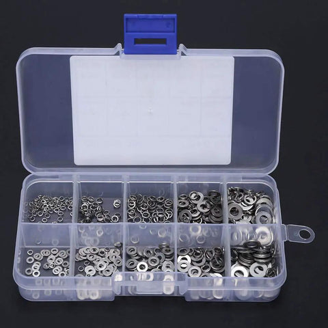 Lock Washers Assortment Kit With 5 Sizes M1.6 M2 M2.5 M3 M4 For Screws And Bolts, Anti Loosening, Leak Prevention, Surface Protection, Beefed Up Clamp Distribution, Heavy Duty Metal Washer Set For Tools And Hardware in plastic organizer box