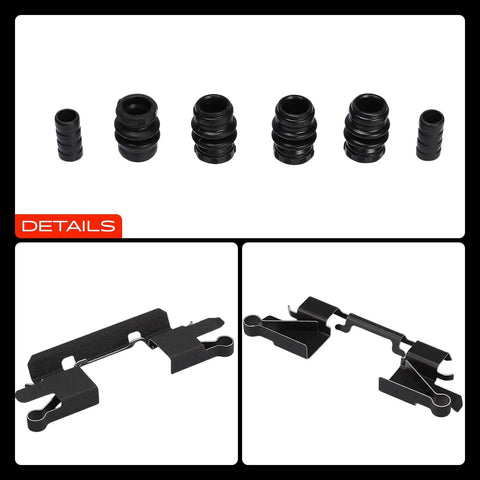 Premium Front Left And Right Disc Brake Hardware Kit For Chevy City Express Nissan Frontier Leaf And Nv200 Smooth Stop Power A Plus Gear, black clips