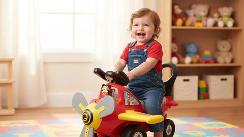 Totally Awesome Mickey Mouse Ride On Airplane Featuring Dazzling Light Patterns Realistic Motor Sounds Gear Shifting Swaying Pilot Character Slick Electric Battery Powered Toy  toddler riding
