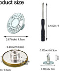 Jeans Button Replacement Kit With Ten Metal Snap Buttons And Tools For Quick No Sew Installation Bronze Finish Easy Snap In System sizing details
