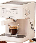 Touchscreen Espresso Coffee Machine Featuring Built In Milk Frother Semi Automatic Brewer And High Pressure Pump For No Brainer Cafe Shots And Smooth Sips Daily with glass of espresso.