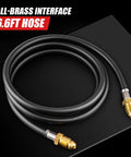 Welding gas hose, 6.6 ft length, black rubber with brass CGA580 fittings on both ends
