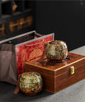 Kick Up Your Pantry Game With These Premium Ceramic Sealed Storage Jars For Loose Tea And Coffee Beans Featuring Ridiculously Tight Lids Really Cool Retro Double Bin Gift Box Organizer - ceramic jars with intricate designs and wooden box.