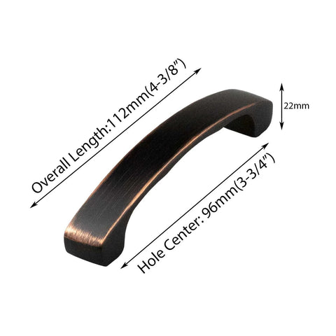 Solid Zinc Alloy Kitchen Cabinet Pull Handle in Oil Rubbed Bronze Simplicity Series Traditional Classic Design, 4-3/8 inch overall length