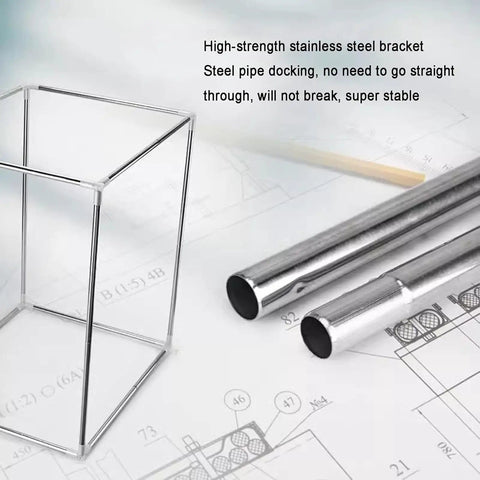 Stainless steel frame and pipes for vented resin 3D printer enclosure with LED light and vent kit