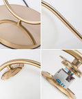 Close-up collage of Dope Gold Globe Table Lamp With White Glass Shade For Bedside And Desk Mid Century Modern Style Metal Parts