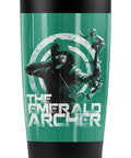 20 Oz Double Wall Vacuum Insulated Stainless Steel Tumbler With Slide Top Leakproof Lid featuring The Emerald Archer design on back.