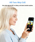 Person using phone with Wireless Video Doorbell Camera With Battery Power For Front Door, Color Night Vision for chat.