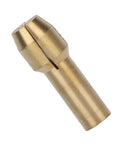 Close-up of a single brass collet from the Mini Brass Collets Set 10 Pack For Electric Grinders And Rotary Tools Durable Precision Clamping 0.5mm To 3.2mm Range Tail Diameter 4.3mm Ideal For Hobbyists And Pros.