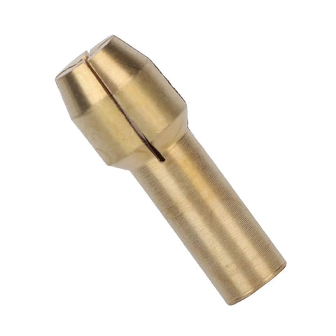 Close-up of a single brass collet from the Mini Brass Collets Set 10 Pack For Electric Grinders And Rotary Tools Durable Precision Clamping 0.5mm To 3.2mm Range Tail Diameter 4.3mm Ideal For Hobbyists And Pros.