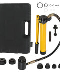 Beefy 10 Ton Hydraulic Knockout Punch Driver Kit For Electrical Conduits Half Inch To Two Inch Holes With 6 Dies in case