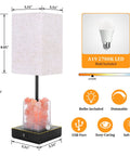 Touch Table Lamp With USB Ports And Himalayan Salt Nightstand Light, 3-Way Dimmable Bedside Lamp With LED Bulb, Size Details