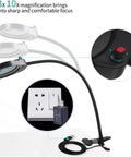 Desk Magnifier Lamp With 3X And 10X Loupes Lighted Clip On Magnifier for PCB Inspection with flexible gooseneck and adjustable brightness