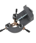 Rugged Mini Lathe Steady Rest With Rock Solid Aluminum Alloy Body And Triple Point Stability For Precision Wood Metal Turning On 0618 CJ 7X12 7X14 3B Bench Lathes, showing a close-up of the steady rest with adjustment knobs.