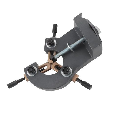 Rugged Mini Lathe Steady Rest With Rock Solid Aluminum Alloy Body And Triple Point Stability For Precision Wood Metal Turning On 0618 CJ 7X12 7X14 3B Bench Lathes, showing a close-up of the steady rest with adjustment knobs.
