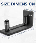 Heavy Duty Sliding Barn Door Floor Guide With Adjustable Rollers dimensions with measurements on a black steel bracket.