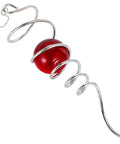Spiral Tail Gazing Ball Wind Spinner 13 Inch Stainless Steel With 360 Degree Swivel Hook Red Crystal Glass Orb hanging decor