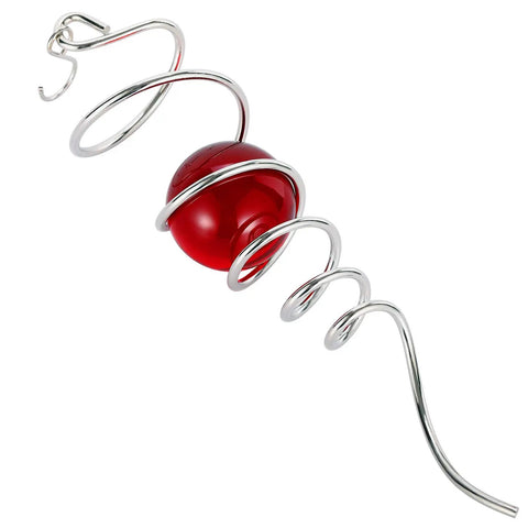 Spiral Tail Gazing Ball Wind Spinner 13 Inch Stainless Steel With 360 Degree Swivel Hook Red Crystal Glass Orb hanging decor
