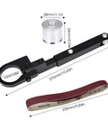 Heavy Duty Angle Grinder Belt Sander Attachment Portable Sanding Adapter With Stable Alloy Bracket For Woodworking Precision Grinding and Finishing Projects Easy To Use Tool Accessory components and dimensions