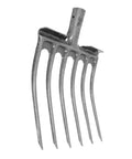 Heavy Duty Steel Fork Head For Soil Turning And Loosening with six sharp tines for gardening and digging, durable farm work tool.