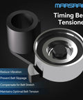 Close-up view of timing belt tensioner for Timing Belt Kit With Water Pump For Honda Accord Odyssey Pilot Ridgeline MDX TSX TL 3.0L 3.5L 3.7L V6 Fits 2003 Through 2017 Honda Acura Saturn Vehicles Replaces TKH 002.