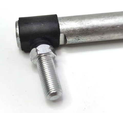 Beefed Up Heavy Duty Steering Arm Drag Link Replacement For Riding Mowers And Lawn Tractors 16.25 Inch With Adjustable Tie Rod End Fits Craftsman Husqvarna Poulan Roper Weedeater Sears LT1000 LT2000 LTX1000 close-up of threaded tie rod end